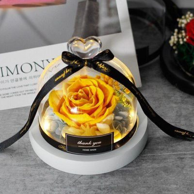 yellow mini preserved rose